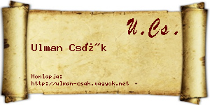 Ulman Csák névjegykártya